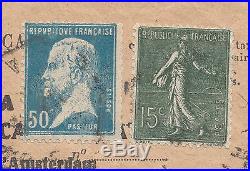 Pasteur N°176 (variété) + Semeuse N°130 Type VI Roulette 1923 Devant De Lettre