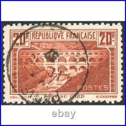 Pont Du Gard N°262b Dentelé 11 Timbre De France Oblitéré Signé Brun Cote 500