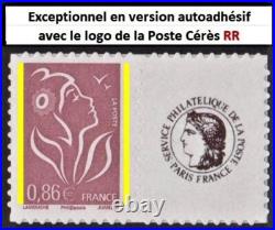 RARE VARIETE N°3969Aa ADHESIF LAMOUCHE 0,86 AVEC LE LOGO DE LA POSTE CERES