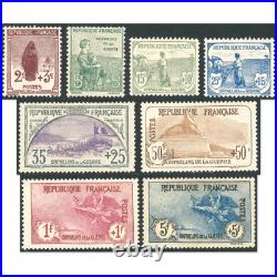 Rare! 1ère Orphelin N°148 À 155 Timbres Neufs De 1918 Signés Brun Cote 3765