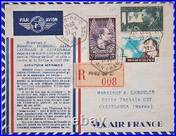 Rrare Lettre Mermoz 1er Jour 22 4 1937 Yt 337 338 Ob Losange Air France Vignette