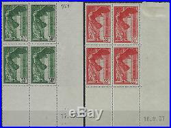 Samothrace, timbres de France N°354-355 en blocs coins datés neuf TB. R