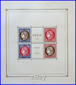 TIMBRE FRANCE, Bloc PEXIP NEUF, timbres n°348/351, 1937