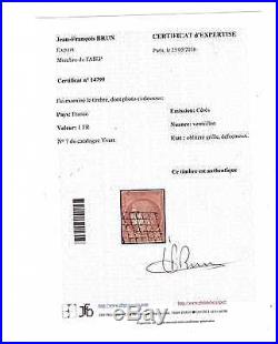 Tres Rare Ceres N 7 Vermillon Oblitere Authentique Certificat Cote 25000 Euros
