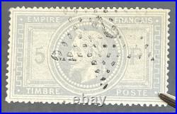 Timbre Classique 33 5Fr Napoléon gris obl étoile 2 rue Saint Lazare, signe Calve