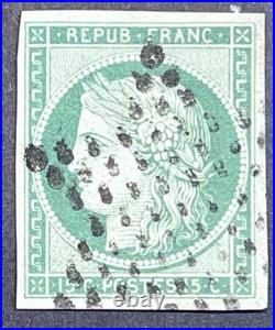 Timbre Classique n 2 15c vert Ceres obl étoile de Paris muette, signée Calves