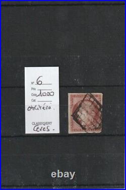 Timbre France 1849 Oblitéré YT 6 (1fr carmin) cote 1000