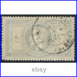 Timbre France Classique N°33 Type Napoléon Oblitéré Signé Brun Avec Fort Pli