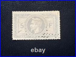 Timbre France Napoléon no 33, 5 F, Obl. Signé Calves côté 1300