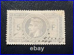 Timbre France Napoléon no 33, 5 F, Obl. Signé Calves côté 1300