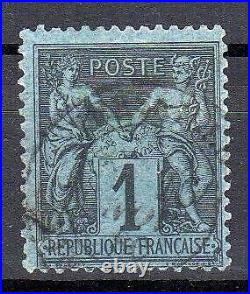 Timbre France Type Sage N°84 Bleu de Prusse Oblitéré