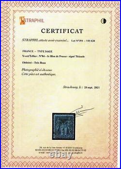 Timbre France Type Sage N°84 Bleu de Prusse Oblitéré