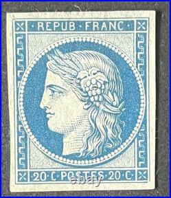 Timbre classique 20c Cérès bleu, réimpression de 1862 Non émis