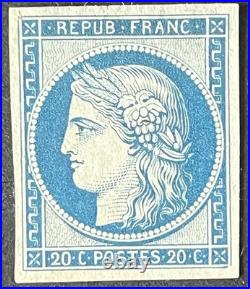 Timbre classique 20c Cérès bleu, réimpression de 1862 Non émis
