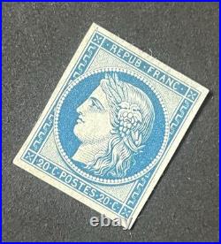 Timbre classique 20c Cérès bleu, réimpression de 1862 Non émis