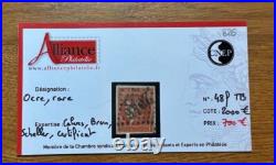 Timbre classique N°48f Ocre. (rare) signé Calves avec certificat. Côte 2600 euros