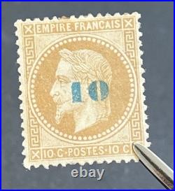 Timbre classique Non émis 34 10c surcharge bleu coté 3000, signé Calves