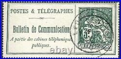 Timbre de France Téléphone N°30 3 franc vert oblitéré très difficile à trouver