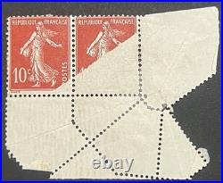 Timbre variété 138 10c rouge Marianne de Semeuse piquage Oblique