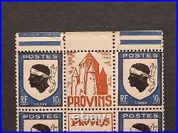 Timbres France 1946 bloc 5 bandes yt 755 Corse publicité Provins neuf XX