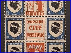 Timbres France 1946 bloc 5 bandes yt 755 Corse publicité Provins neuf XX