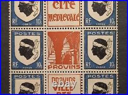 Timbres France 1946 bloc 5 bandes yt 755 Corse publicité Provins neuf XX