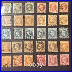 Timbres France Empire Lauré, multiples et nuances, cote totale env. 700