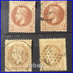 Timbres France Empire Lauré, multiples et nuances, cote totale env. 700