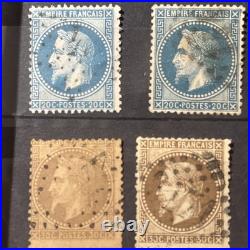 Timbres France Empire Lauré, multiples et nuances, cote totale env. 700