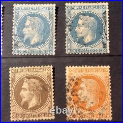 Timbres France Empire Lauré, multiples et nuances, cote totale env. 700