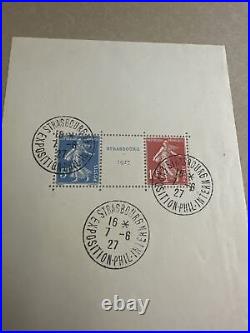 Timbres France bloc 2 exposition Strasbourg 1927 oblitéré