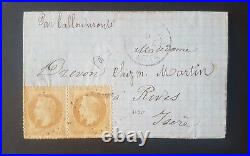 Timbres France classique lettre ballon monté 1870 Napoléon yt 28×2