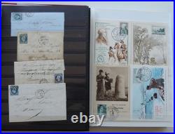 Timbres France sur lettres anciennes et modernes + cartes postale + divers