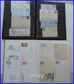 Timbres France sur lettres anciennes et modernes + cartes postale + divers