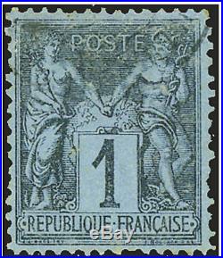 Timbres de France classique Sage n°84 bleu de Prusse oblitération CAD RARE