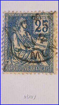 Timbres france oblitérés Bleu Type I 1901 25C