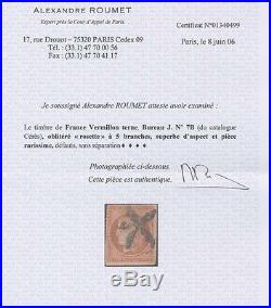 VENTE ÉTÉ 1#LOT170 timbre n°7 vermillon oblitération janvier 1849 rosette