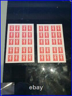 Variete carnet 20 timbres marianne de Briat date a cheval sur les 2 carnets rare