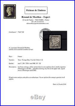 Xp79627 / France / Postage Due / Certificat / Y & T # 24 Neuf 4000